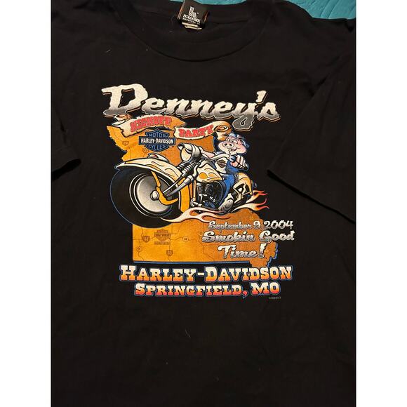 Harley-Davidson Men's Sz 2XL T-Shirt Denney's Springfield, MO Black Short Sleeve - Picture 4 of 6